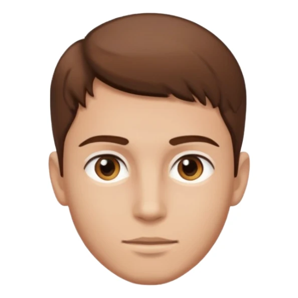 young man with smooth skin, bright eyes, brown hair, head only sticker