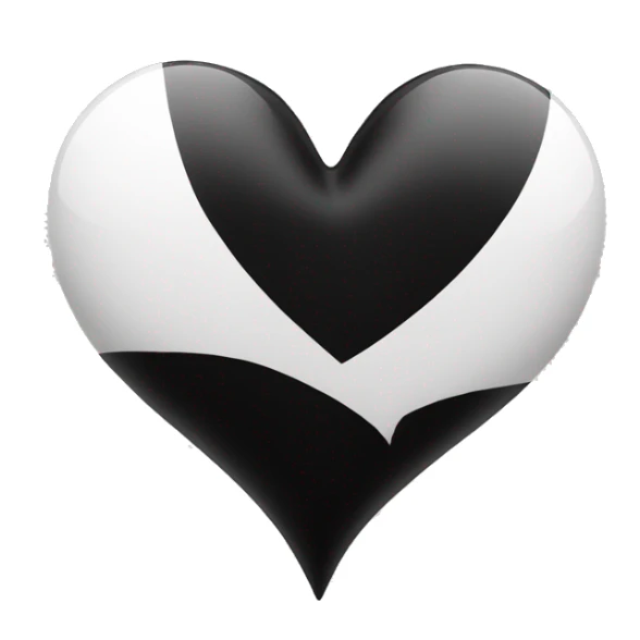 Half white half black heart where left half is white sticker