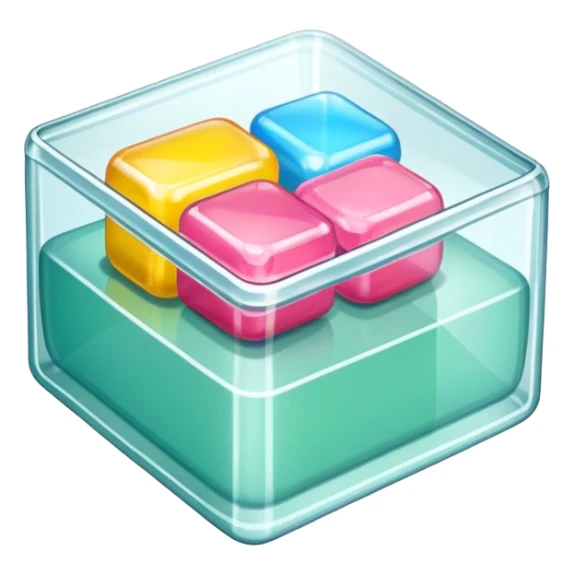 a transparent glass and gum box sticker