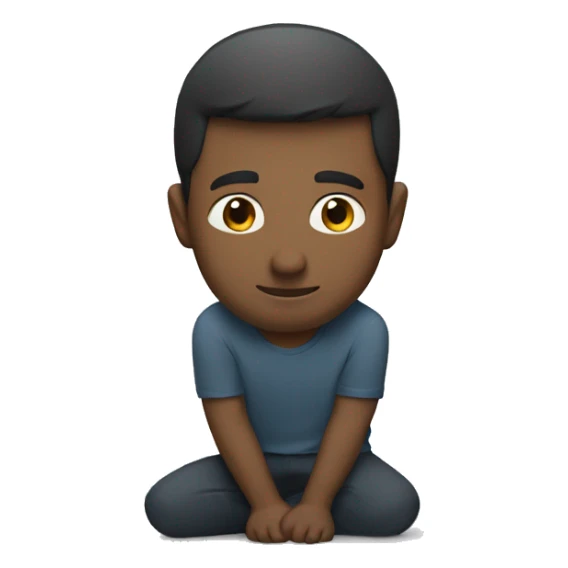 Man kneeling with arms behind his back and head tilted downward sticker