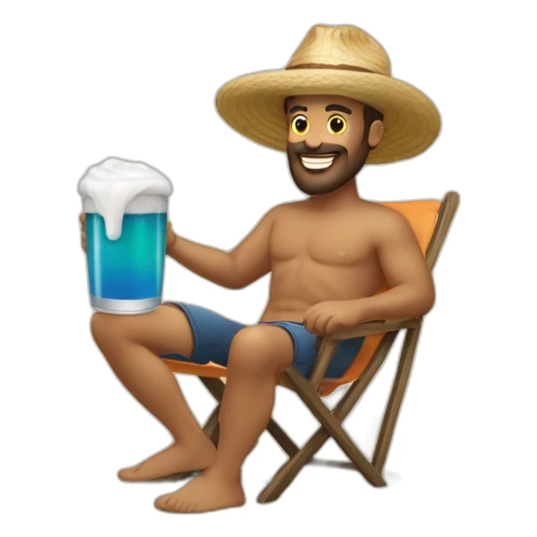 Hombre en la playa con una cerveza  sticker