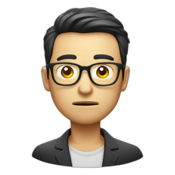 HongKong guy glasses worry face smoking sticker