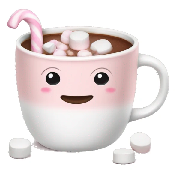 Light Pink mug of hot chocolate with marshmallows  sticker