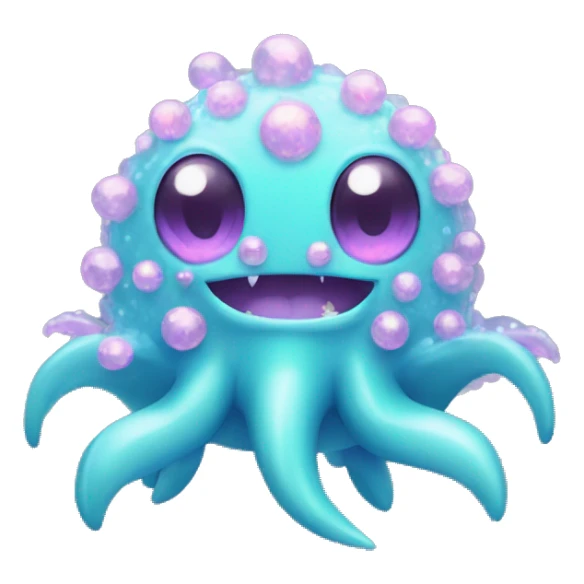neon pastel kawaii bedazzled sea monster with fur    sticker