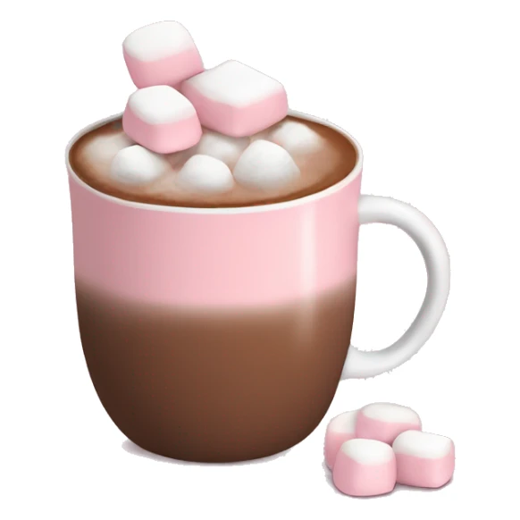 Light Pink mug of hot chocolate with marshmallows  sticker