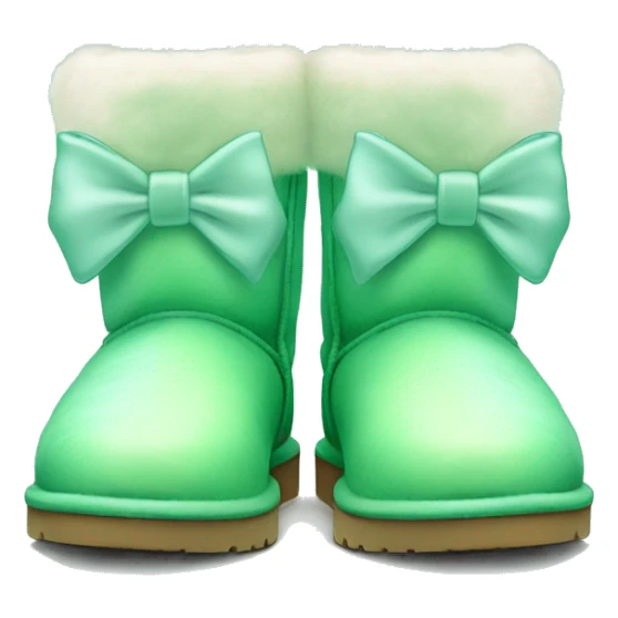Realistic gradient mint green ugg boots with fur and light mint green bow. sticker