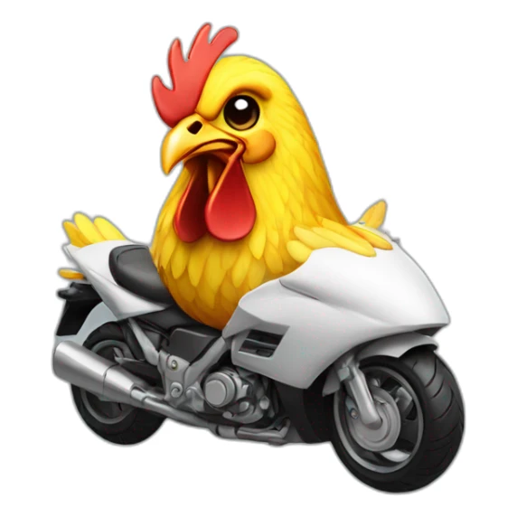 Chicken on a motobike with a helmet  sticker