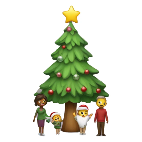 a christmas tree add a mom, dad and baby sticker