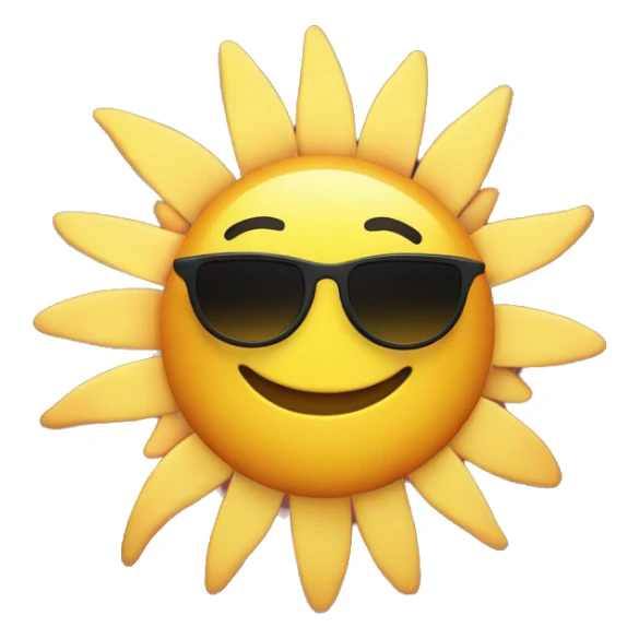 A sun with sunglasses, a big smile, and tiny planets flying around it. sticker
