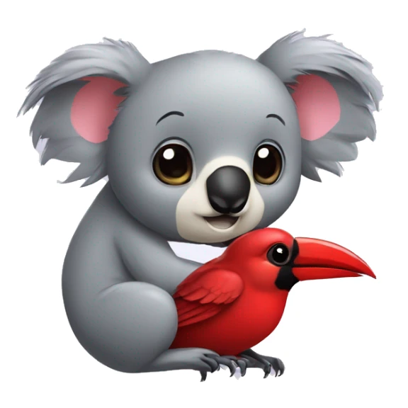 Koala bear and cardinal bird kiss sticker