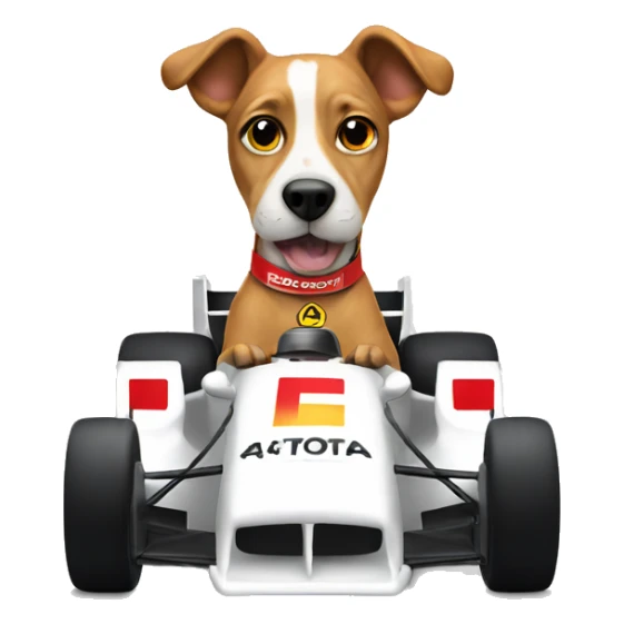 Dog in a f1 car sticker