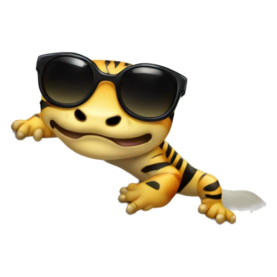 Tiger salamander with sunglasses climbing a rock sticker