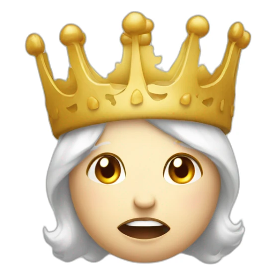 A female mozzarella with an angry face who is wearing a crown sticker