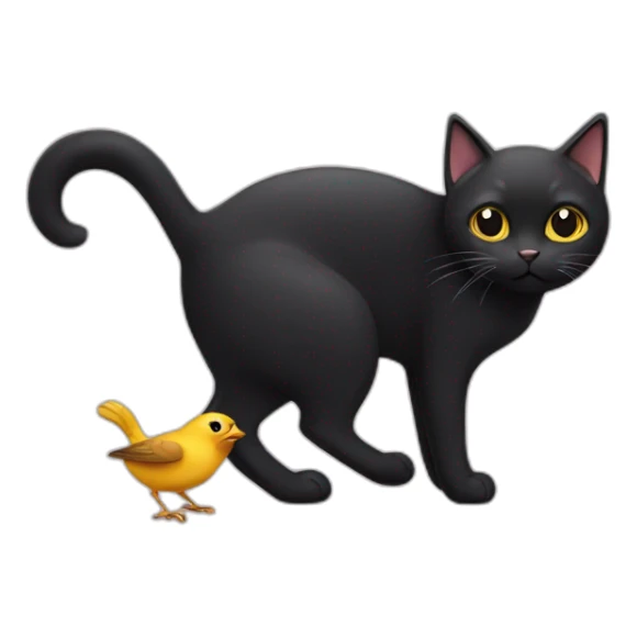 black cat holding little bird sticker