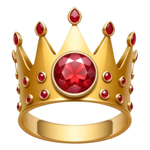 couronne en or à 3 pointes avec un énorme rubis au centre en cabochon sticker