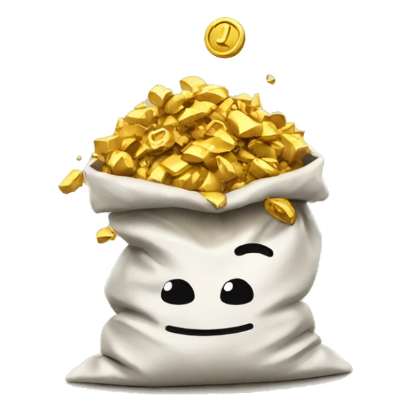 gold spilling out of bag of sack sticker