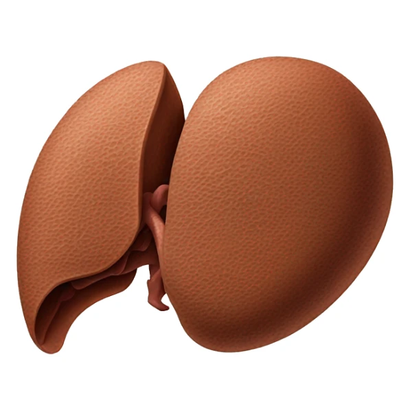 “A detailed illustration of a human liver, showing its shape, texture, and rich brown color, with subtle shading for depth.” sticker