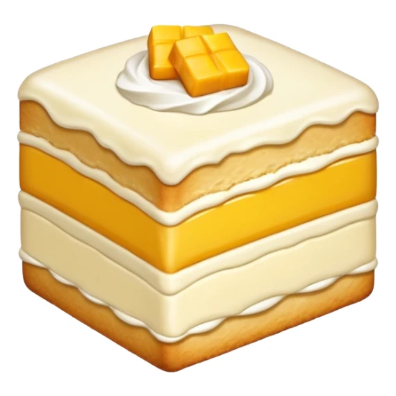 Piece of cake: vanilla biscuit, mango filling sticker