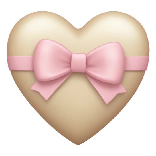 A light beige coloured heart with a light pink bow wrapping it sticker