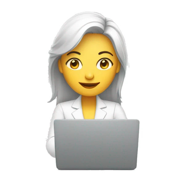 Una mujer blanca trabando en la laptop sobre edicion de video sticker