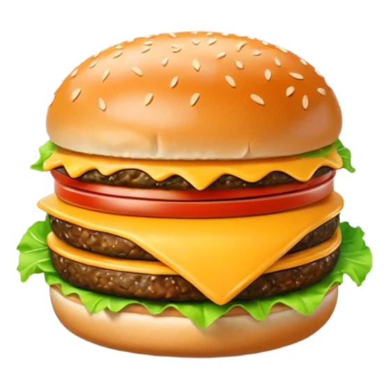A cute 3D emoji-style letter “A” shaped like a burger, glossy finish, sesame bun forming the top and bottom, melted cheese, lettuce and patty integrated into the letter shape, smooth cartoon design, soft lighting, clean background, high-quality modern emoji look. sticker