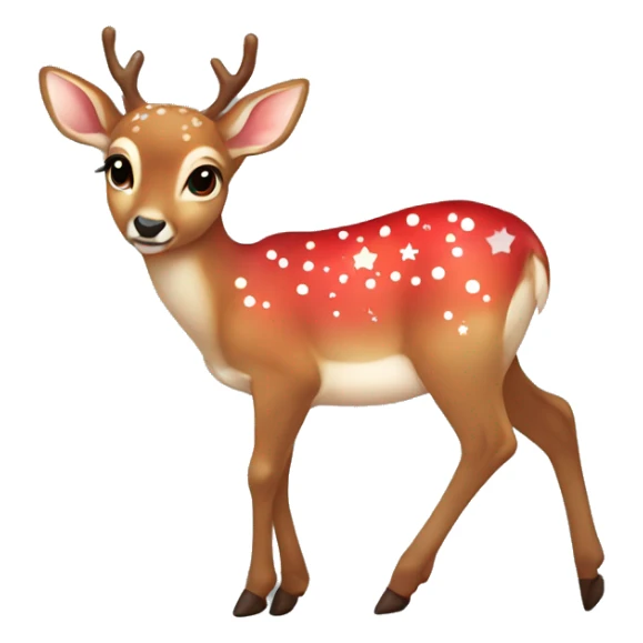 Red asthetic Christmas baby deer sticker