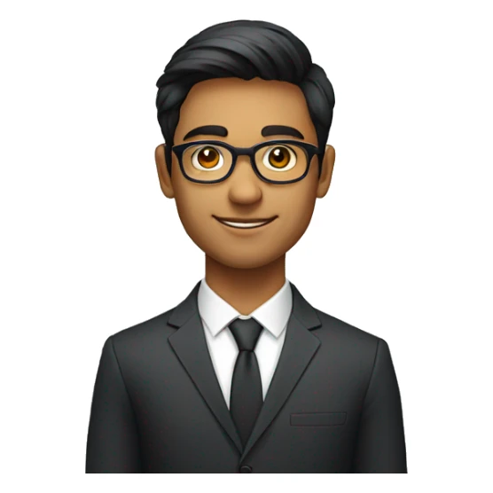 21 year old indian boy With fair ski Wearing spectacles and narrow bodyk Posing for a linkedin picture in formals sticker