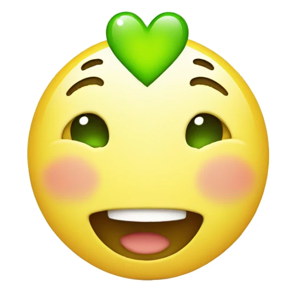 happiness face with green heart sticker