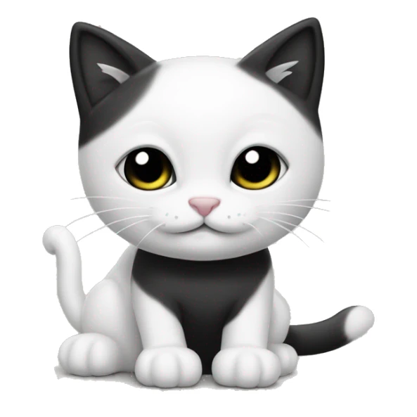 gatito blanco y negro con una flor sticker