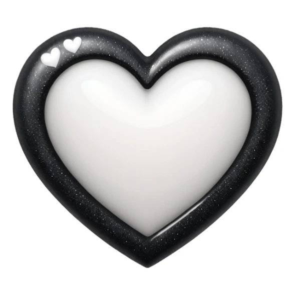 heart with black glitter and white heart sticker