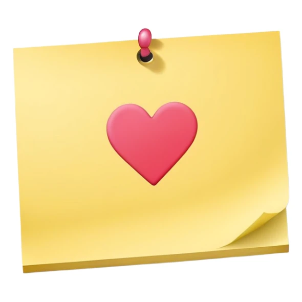 Sticky note that says “T” with a heart  sticker