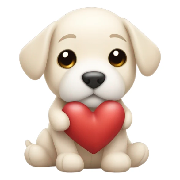cute dog hugs toy heart sticker