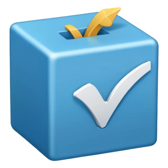 Side way check mark in bule box 2d not 3d sticker