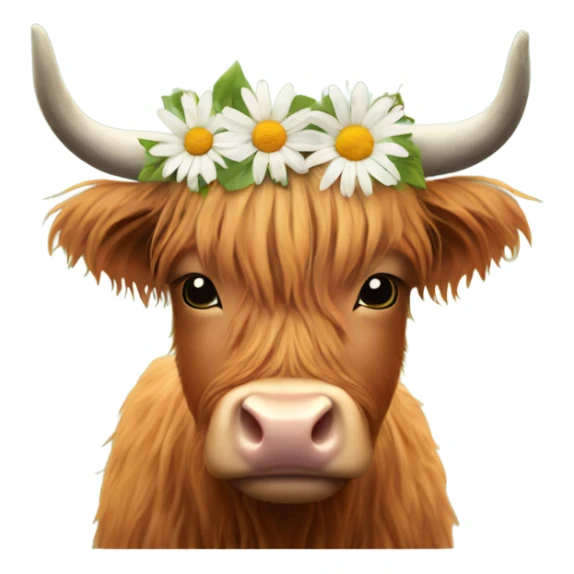 Highland cow with a flower headband sticker