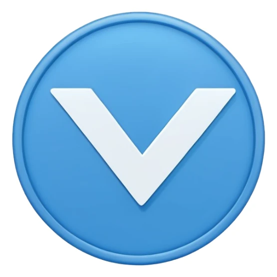 Simple blue circle check mark badge, minimal flat style, transparent bg --ar 1:1 sticker