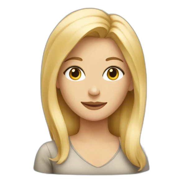 a blonde woman with a cat sticker