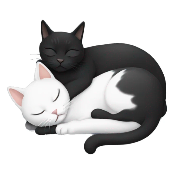 Black grey and white cat sleeping with a black cat sticker