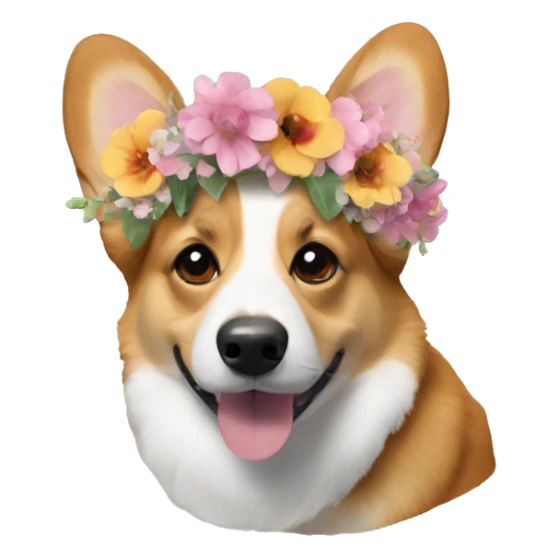 Corgi dog wearing a flower crown  sticker