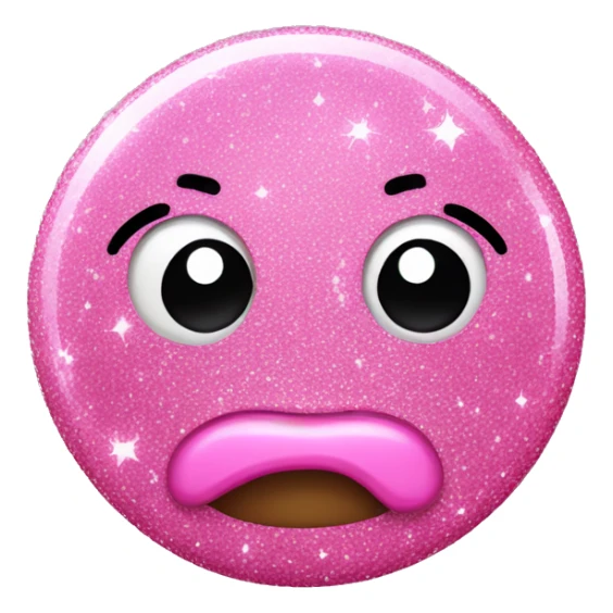 Pink sparkling glitter poop emoji closed mouth sticker