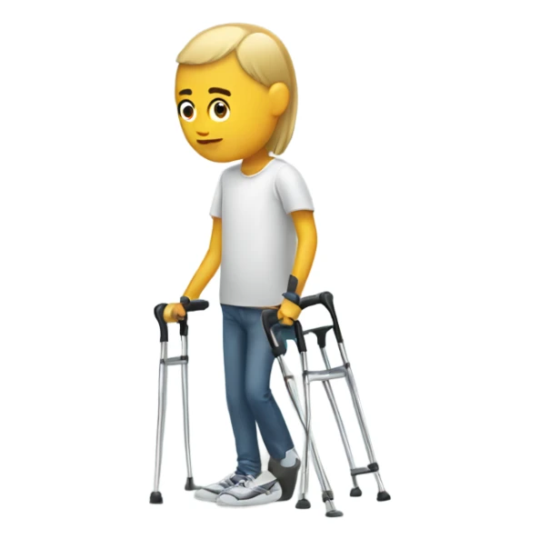Person with crutches and injured leg sticker