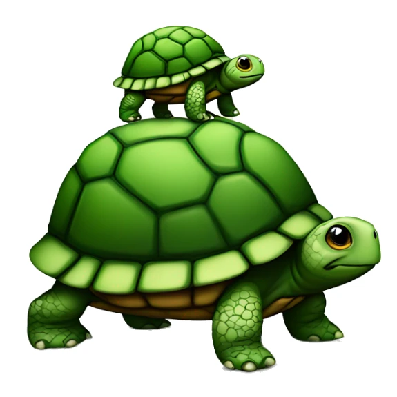 Little turtle standing on top of a bigger one sticker
