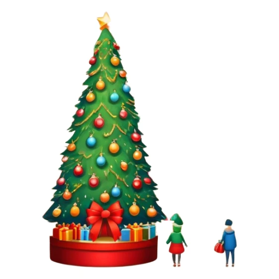 Christmas department store with holiday decorations sticker