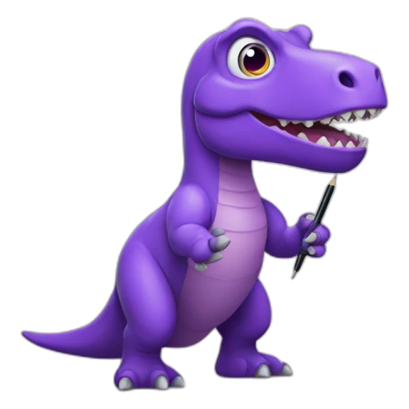 purple dinosaur with a stylus in his hands sticker