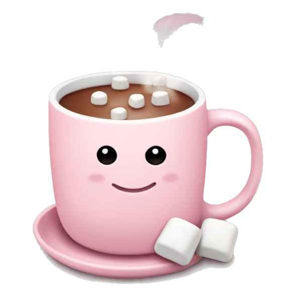 Light Pink mug of hot chocolate with marshmallows  sticker
