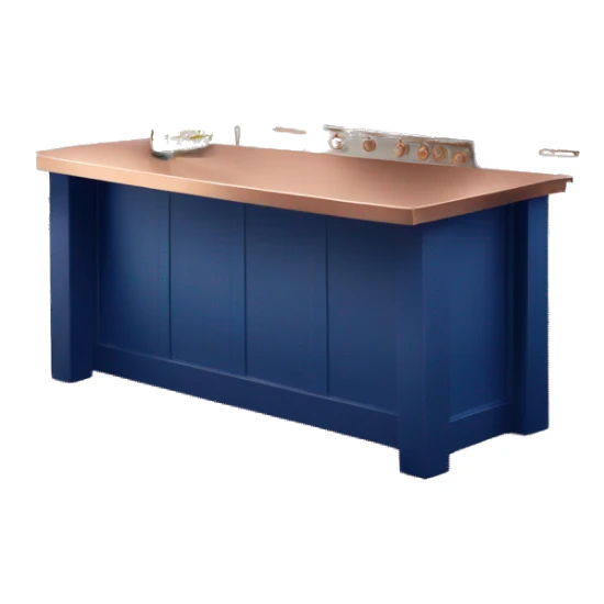 Realistic front facing cobalt and rose gold kitchen counter island bar. sticker
