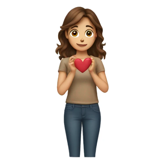 Brown haired girl making a heart with her hands  sticker