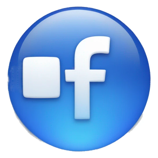 a facebook logo with blue aura around it and small like, share, love emoji behind it. sticker