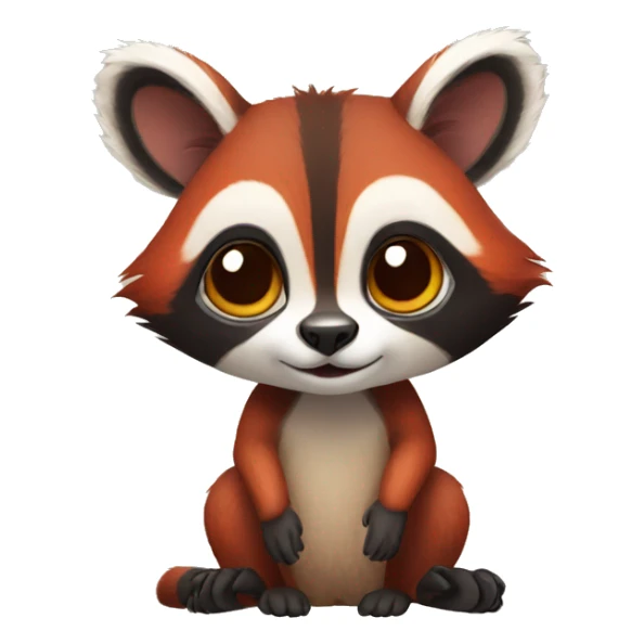 Cute red raccoon-lemur-hybrid full body sticker