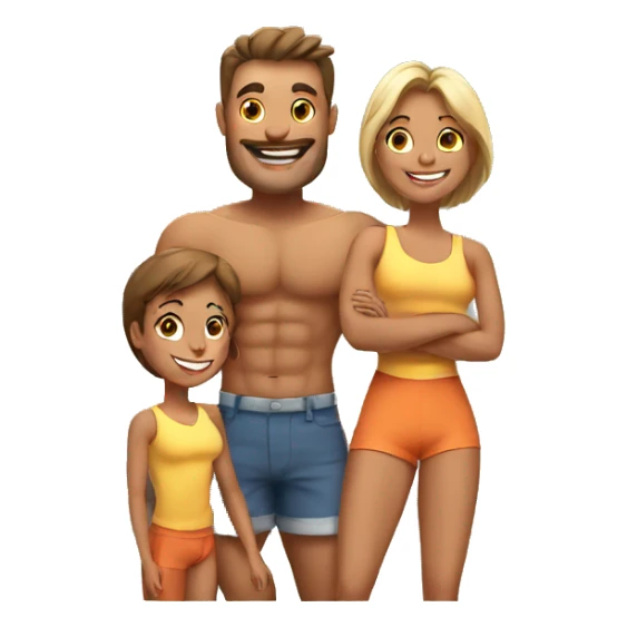 happy muscular family sticker