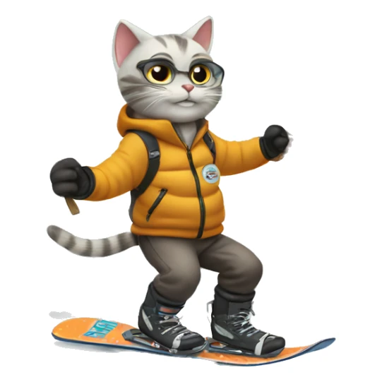 Cat on a snowboard holding a sign that says “LETS GO!!”  sticker